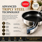 IndiChef Honeycomb Triply Stainless Steel Fry Pan with Lid | Heavy-Duty Base for Less-Oil, Healthy Cooking | Suitable for Induction & Gas | Durable, Scratch-Resistant Surface | 60 month warranty