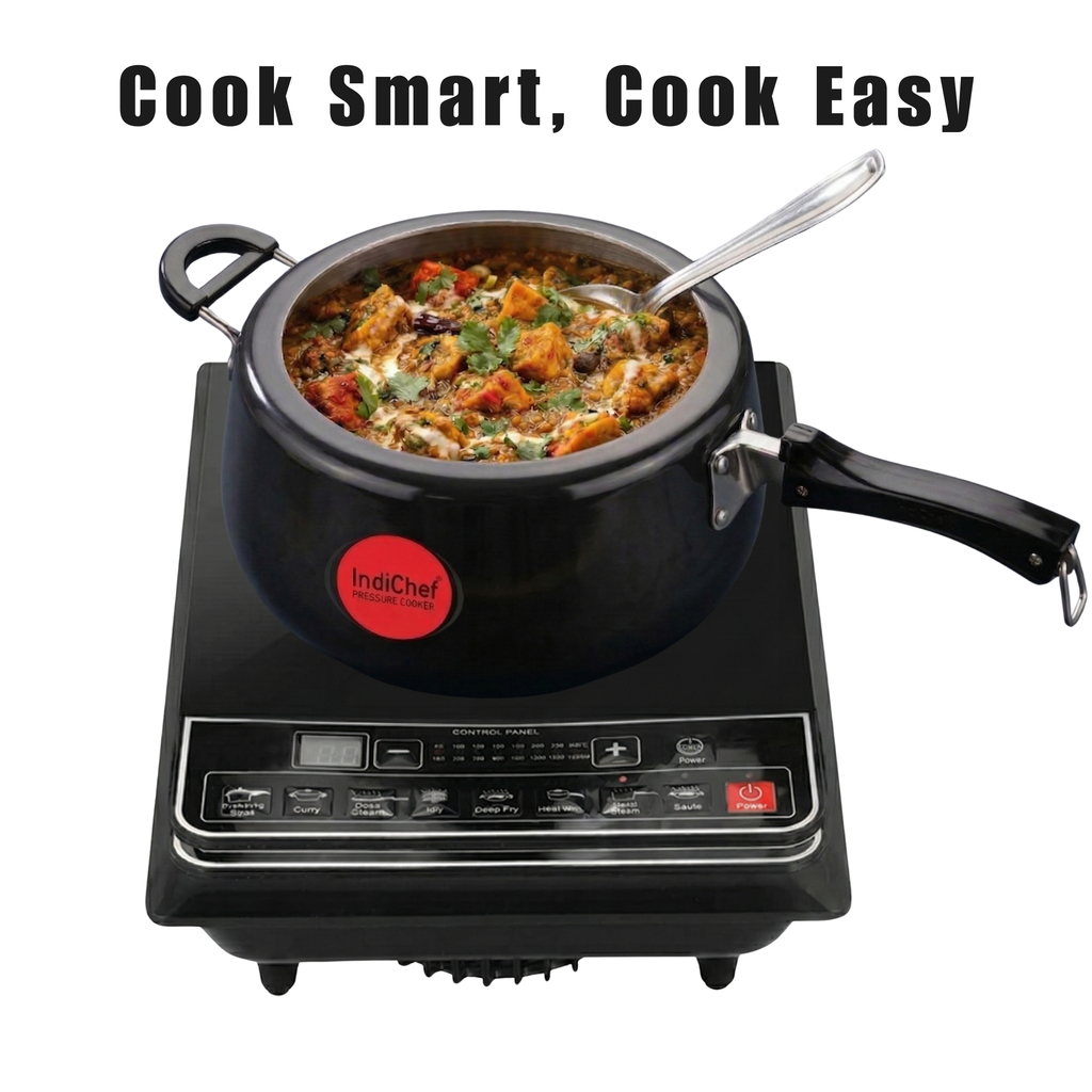IndiChef  Hard Anodised Pressure Cooker Durable Heavy-Gauge Body | Fast & Even Cooking | Induction & Gas Compatible | Long-Lasting Performance
