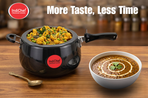 IndiChef  Hard Anodised Pressure Cooker Durable Heavy-Gauge Body | Fast & Even Cooking | Induction & Gas Compatible | Long-Lasting Performance