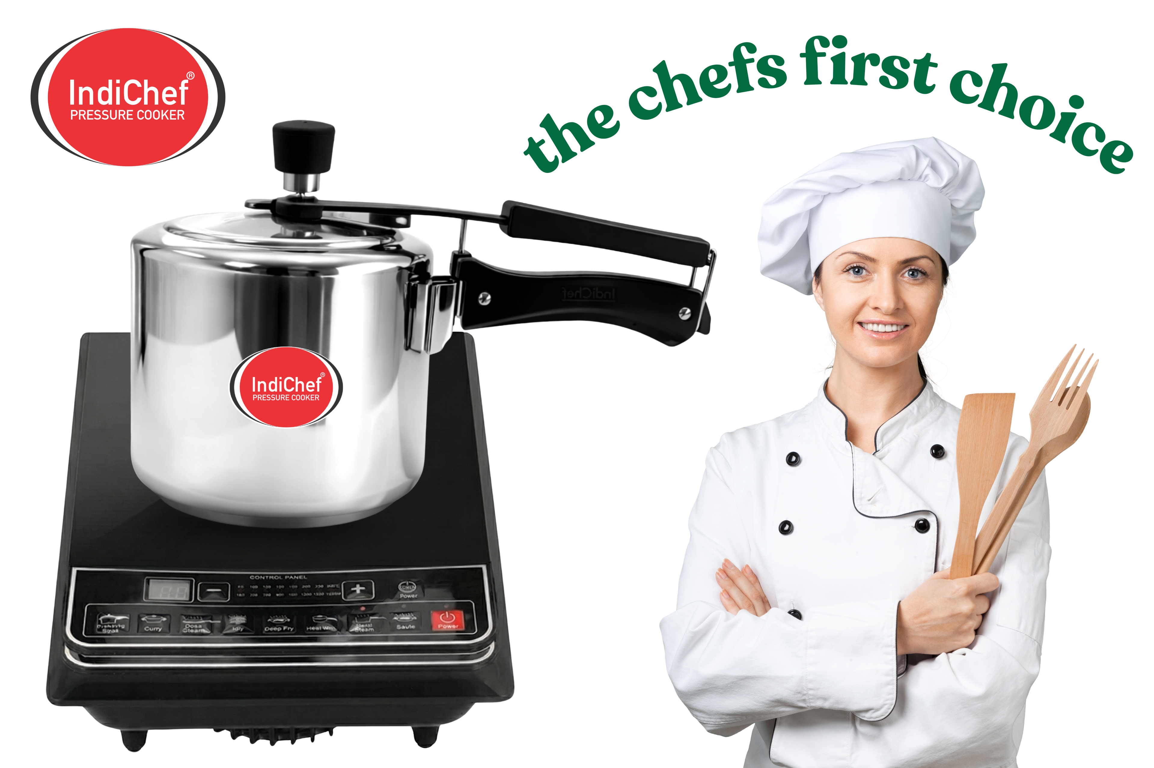 IndiChef Triply Stainless Steel Plain Pressure Cooker, Heavy-Duty Base for Less-oil, Healthy Cooking | Suitable for Induction & Gas | Durable, Scratch-Resistant Surface |