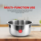 IndiChef Tri-Ply Stainless Steel TOPE | Heavy-Duty Base, Healthy Cooking | Suitable for Induction & Gas | Durable, Scratch-Resistant Surface |