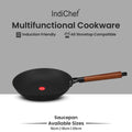 IndiChef Cast Iron Frying Pan with glass lid | for Cooking Frying Sauteing Kitchen Use | Flat Base Cookware Pan | Induction and Gas Compatible Pan with Handle