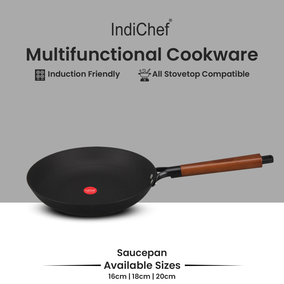 IndiChef Cast Iron Frying Pan with glass lid | for Cooking Frying Sauteing Kitchen Use | Flat Base Cookware Pan | Induction and Gas Compatible Pan with Handle
