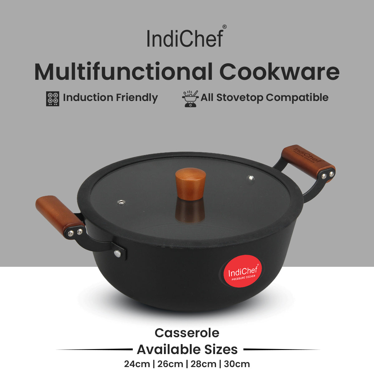 IndiChef Cast Iron Casserole With Cover Serving Dish | Food Storage And Serving Container For Kitchen Dining Use | Insulated Casserole Pot With Lid For Chapati Rice Storage | Round Food Container For Home