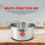 IndiChef Tri-Ply Stainless Steel Saucepot/Casserole | Heavy-Duty Base for Less-oil, Healthy Cooking | Suitable for Induction & Gas | Durable, Scratch-Resistant Surface |