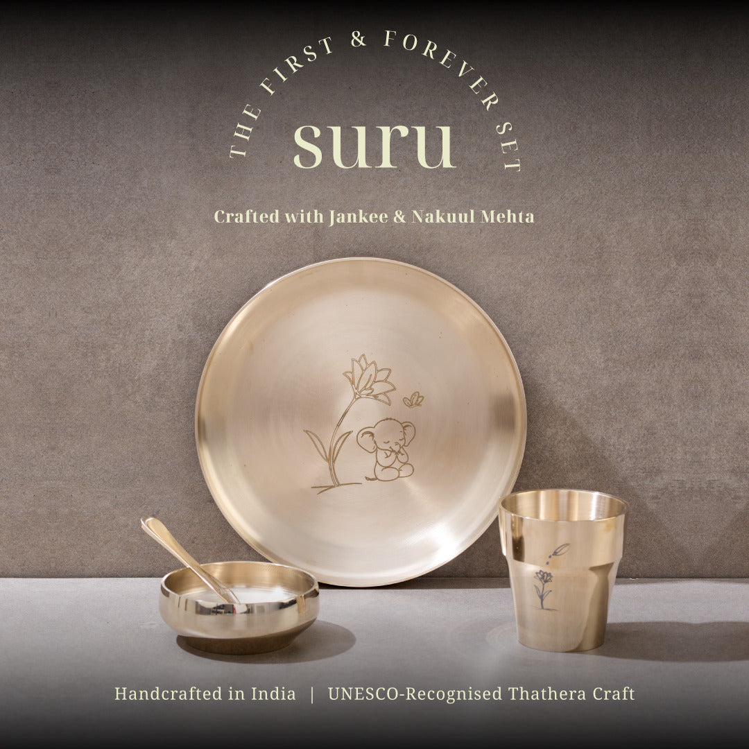 Kids Dinner Set Handcrafted In Pure Kansa (Bronze)