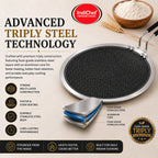 IndiChef Honeycomb triply Stainless Steel Roti Tawa | Heavy-Duty Base for Less-oil, Healthy Cooking | Suitable for Induction & Gas | Durable, Scratch-Resistant Surface | 60 month warranty