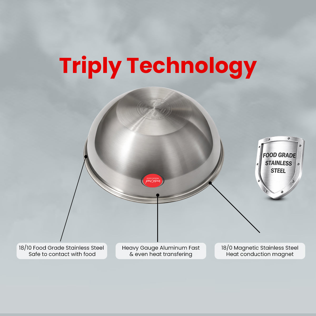 IndiChef Tri-Ply Stainless Steel Tasla | 2.5 mm Thick Heavy-Duty Base for Quick & Uniform Heating | Designed for Less-oil, Healthy Cooking | Suitable for Induction & Gas Stoves