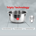 IndiChef Tri-Ply Stainless Steel TOPE | Heavy-Duty Base, Healthy Cooking | Suitable for Induction & Gas | Durable, Scratch-Resistant Surface |