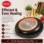 IndiChef Hard Anodised Frypan with Lid | Gas Stove & Induction Friendly |Metal Spoon Safe, Riveted Handle, Healthy Cooking, less Oil Use, Easy to Clean |