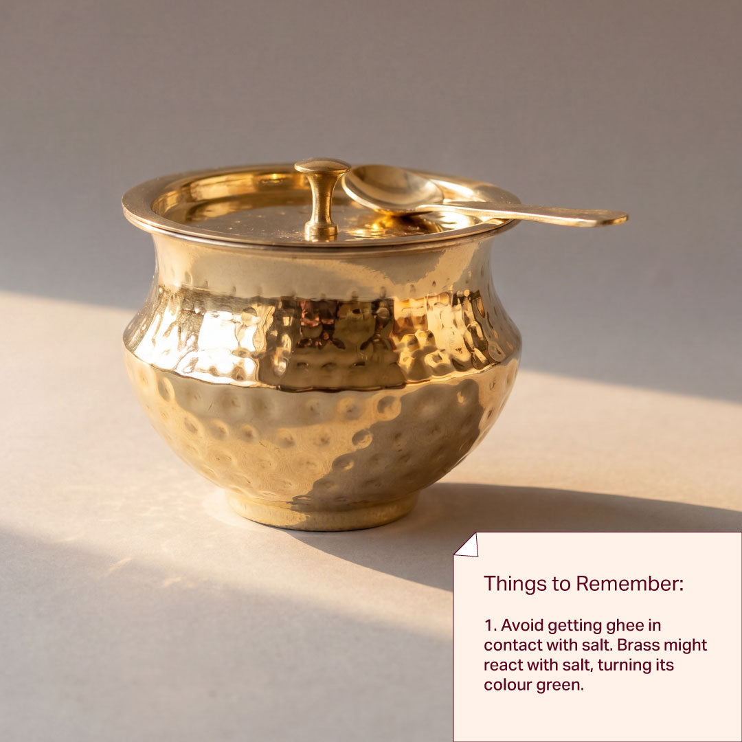 Brass Ghee Pot With Tin Coating