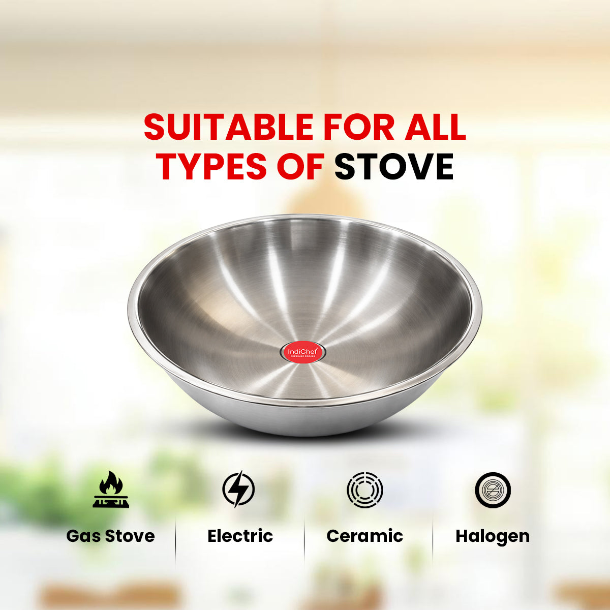 IndiChef Tri-Ply Stainless Steel Tasla | 2.5 mm Thick Heavy-Duty Base for Quick & Uniform Heating | Designed for Less-oil, Healthy Cooking | Suitable for Induction & Gas Stoves