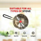 IndiChef Tri-Ply Stainless Steel Fry Pan | Heavy-Duty Base for Less-oil, Healthy Cooking | Suitable for Induction & Gas | Durable, Scratch-Resistant Surface |