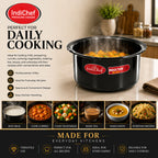 IndiChef Hard Anodised Top | Gas Stove & Induction Friendly |Metal Spoon Safe, Riveted Handle, Healthy Cooking, less Oil Use, Easy to Clean