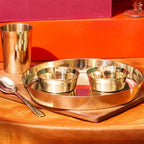 Kansa Dinner Thaali/Plate Set (10.5" Thaali/Plate) - 5 pieces (1 Thaali, 2 Bowls, 1 glass and 1 spoon) In A Gift Box