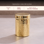 Pure Brass hammered storage canister with lid