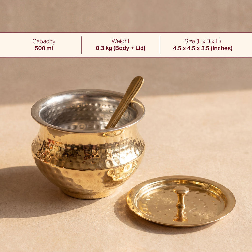 Brass Ghee Pot With Tin Coating