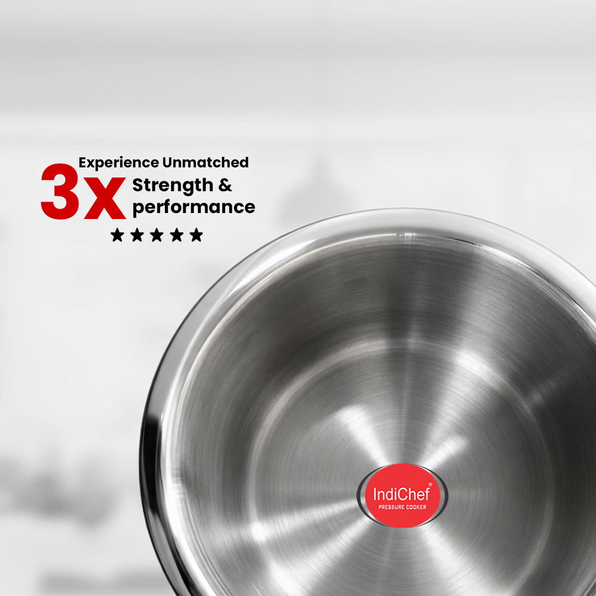 IndiChef Tri-Ply Stainless Steel TOPE | Heavy-Duty Base, Healthy Cooking | Suitable for Induction & Gas | Durable, Scratch-Resistant Surface |
