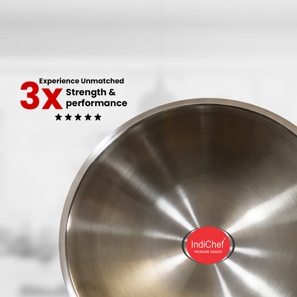 IndiChef Tri-Ply Stainless Steel Tasla | 2.5 mm Thick Heavy-Duty Base for Quick & Uniform Heating | Designed for Less-oil, Healthy Cooking | Suitable for Induction & Gas Stoves
