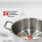 IndiChef Tri-Ply Stainless Steel Saucepot/Casserole | Heavy-Duty Base for Less-oil, Healthy Cooking | Suitable for Induction & Gas | Durable, Scratch-Resistant Surface |
