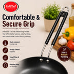 IndiChef Hard Anodised Frypan with Lid | Gas Stove & Induction Friendly |Metal Spoon Safe, Riveted Handle, Healthy Cooking, less Oil Use, Easy to Clean |