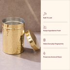 Pure Brass hammered storage canister with lid