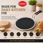 IndiChef Honeycomb triply Stainless Steel Roti Tawa | Heavy-Duty Base for Less-oil, Healthy Cooking | Suitable for Induction & Gas | Durable, Scratch-Resistant Surface | 60 month warranty