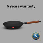 IndiChef Cast Iron Frying Pan with glass lid | for Cooking Frying Sauteing Kitchen Use | Flat Base Cookware Pan | Induction and Gas Compatible Pan with Handle