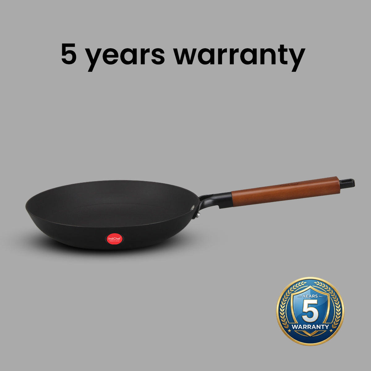IndiChef Cast Iron Frying Pan with glass lid | for Cooking Frying Sauteing Kitchen Use | Flat Base Cookware Pan | Induction and Gas Compatible Pan with Handle