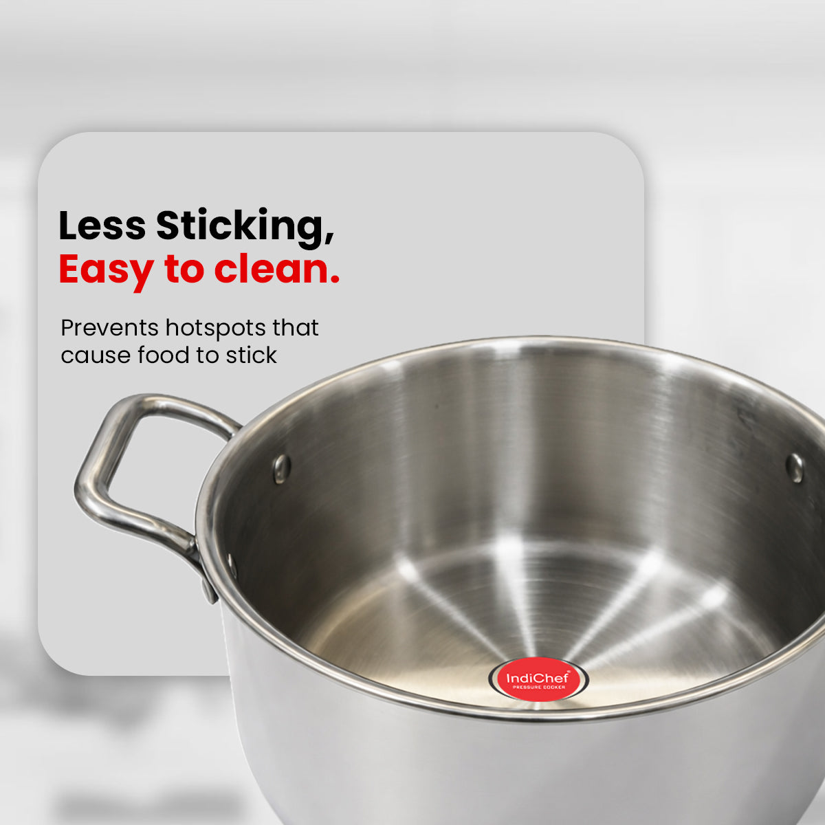 IndiChef Tri-Ply Stainless Steel Saucepot/Casserole | Heavy-Duty Base for Less-oil, Healthy Cooking | Suitable for Induction & Gas | Durable, Scratch-Resistant Surface |