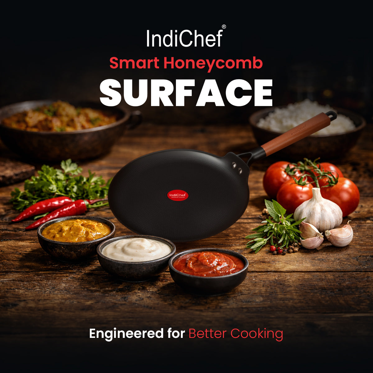IndiChef Cast Iron DOSA Tawa Cooking Pan | for Dosa Uttapam Crepe Making Use | Flat Tawa for Kitchen Cooking | Metal Body Cooking Surface | Gas Stove Compatible Tawa with Handle Cooking Pan