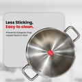 IndiChef Tri-Ply Stainless Steel Kadahi/Kadhai | Heavy-Duty Base for Less-oil, Healthy Cooking | Suitable for Induction & Gas | Durable, Scratch-Resistant Surface |