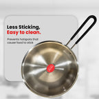 IndiChef Tri-Ply Stainless Steel Fry Pan | Heavy-Duty Base for Less-oil, Healthy Cooking | Suitable for Induction & Gas | Durable, Scratch-Resistant Surface |