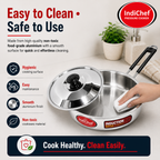 IndiChef Aluminium Induction friendly Frypan with Lid | Heavy Bottom Frying Pan for Daily Cooking | Heavy Weight Multipurpose Silver Cookware | Non Toxic Aluminium |