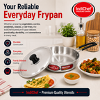IndiChef Aluminium Induction friendly Frypan with Lid | Heavy Bottom Frying Pan for Daily Cooking | Heavy Weight Multipurpose Silver Cookware | Non Toxic Aluminium |