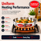 IndiChef Aluminium Induction friendly Frypan with Lid | Heavy Bottom Frying Pan for Daily Cooking | Heavy Weight Multipurpose Silver Cookware | Non Toxic Aluminium |