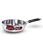 IndiChef Aluminium Induction friendly Frypan with Lid | Heavy Bottom Frying Pan for Daily Cooking | Heavy Weight Multipurpose Silver Cookware | Non Toxic Aluminium |