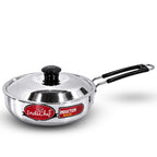 IndiChef Aluminium Induction friendly Frypan with Lid | Heavy Bottom Frying Pan for Daily Cooking | Heavy Weight Multipurpose Silver Cookware | Non Toxic Aluminium |
