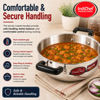 IndiChef Aluminium induction friendly Kadhai with Lid | Heavy Bottom Heavy Weight Kadai for Deep Frying & Cooking | Multipurpose Silver Cookware | Non Toxic Aluminium |