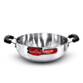 IndiChef Aluminium induction friendly Kadhai with Lid | Heavy Bottom Heavy Weight Kadai for Deep Frying & Cooking | Multipurpose Silver Cookware | Non Toxic Aluminium |