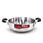 IndiChef Aluminium induction friendly Kadhai with Lid | Heavy Bottom Heavy Weight Kadai for Deep Frying & Cooking | Multipurpose Silver Cookware | Non Toxic Aluminium |