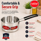 IndiChef Aluminium Induction friendly saucepan Tea Pan Milk Pan with Lid | Heavy Bottom Saucepan for Tea, Milk & Water | Heavy Weight Multipurpose Silver Cookware | Non Toxic