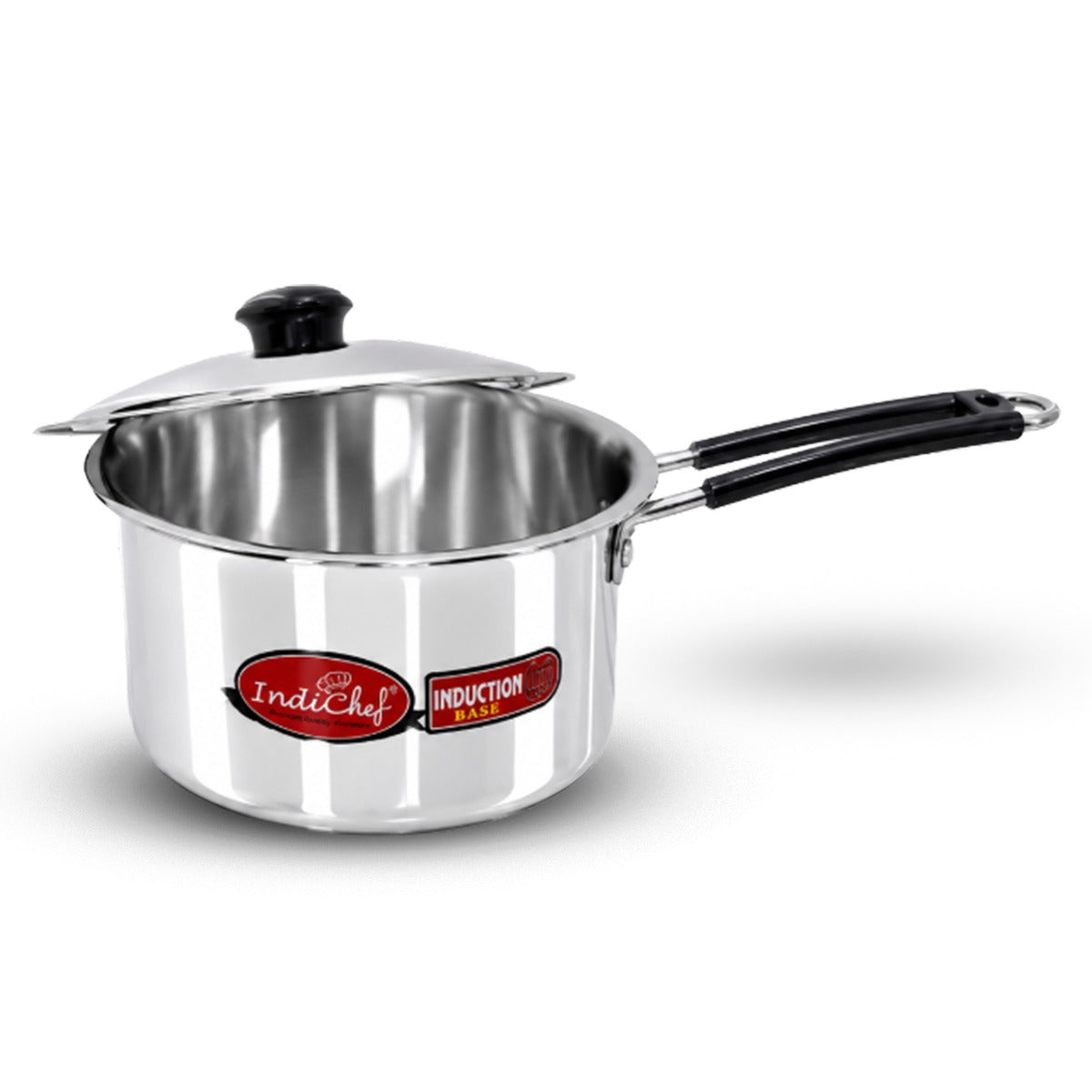IndiChef Aluminium Induction friendly saucepan Tea Pan Milk Pan with Lid | Heavy Bottom Saucepan for Tea, Milk & Water | Heavy Weight Multipurpose Silver Cookware | Non Toxic