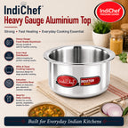 IndiChef Aluminium Induction friendly Top in heavy weight | Premium Silver Pan/Tea Pan/Water Pot Cookware for Multipurpose Uses | Non Toxic, Heavy-Bottom