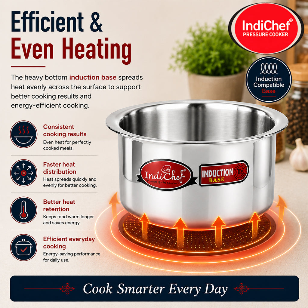 IndiChef Aluminium Induction friendly Top in heavy weight | Premium Silver Pan/Tea Pan/Water Pot Cookware for Multipurpose Uses | Non Toxic, Heavy-Bottom