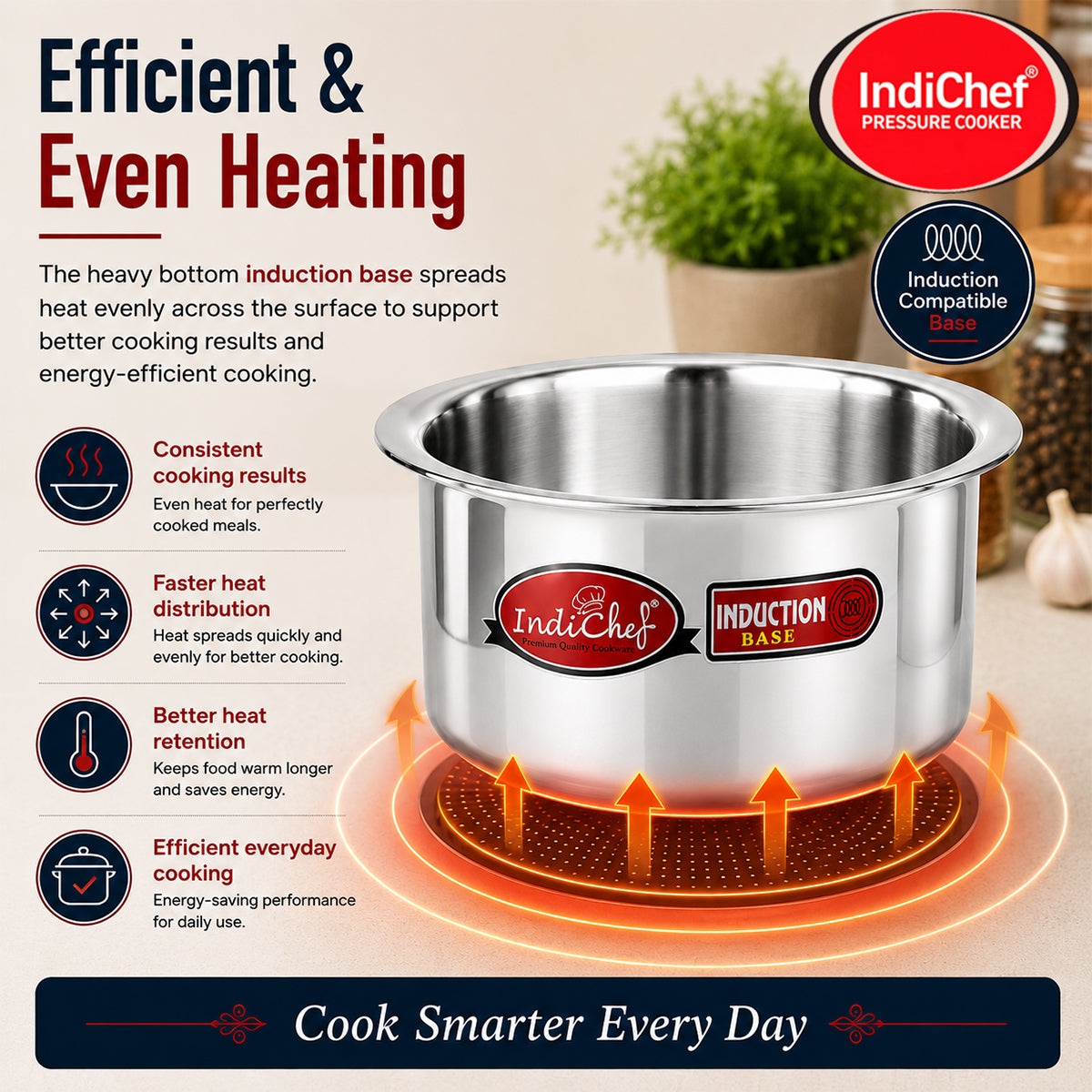 IndiChef Aluminium Induction friendly Top in heavy weight | Premium Silver Pan/Tea Pan/Water Pot Cookware for Multipurpose Uses | Non Toxic, Heavy-Bottom