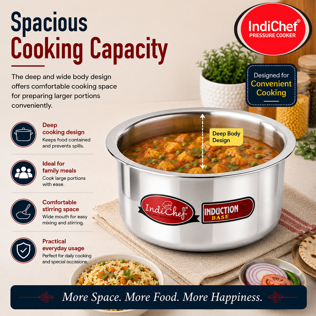 IndiChef Aluminium Induction friendly Top in heavy weight | Premium Silver Pan/Tea Pan/Water Pot Cookware for Multipurpose Uses | Non Toxic, Heavy-Bottom