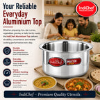IndiChef Aluminium Induction friendly Top in heavy weight | Premium Silver Pan/Tea Pan/Water Pot Cookware for Multipurpose Uses | Non Toxic, Heavy-Bottom