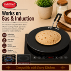 IndiChef Hard Anodised Roti Tawa | Gas Stove & Induction Friendly |Metal Spoon Safe, Riveted Handle, Healthy Cooking, less Oil Use, Easy to Clean