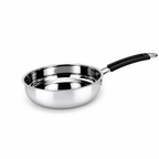 IndiChef Stainless Steel Induction friendly Fry Pan with Lid | Heavy Gauge Steel Frypan | Gas Stove & Induction Friendly | Heavy Bottom Cookware |